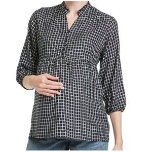 Isabel Maternity Ingrid & Isabel Black & White Checkered Top Blouse SZ XXL